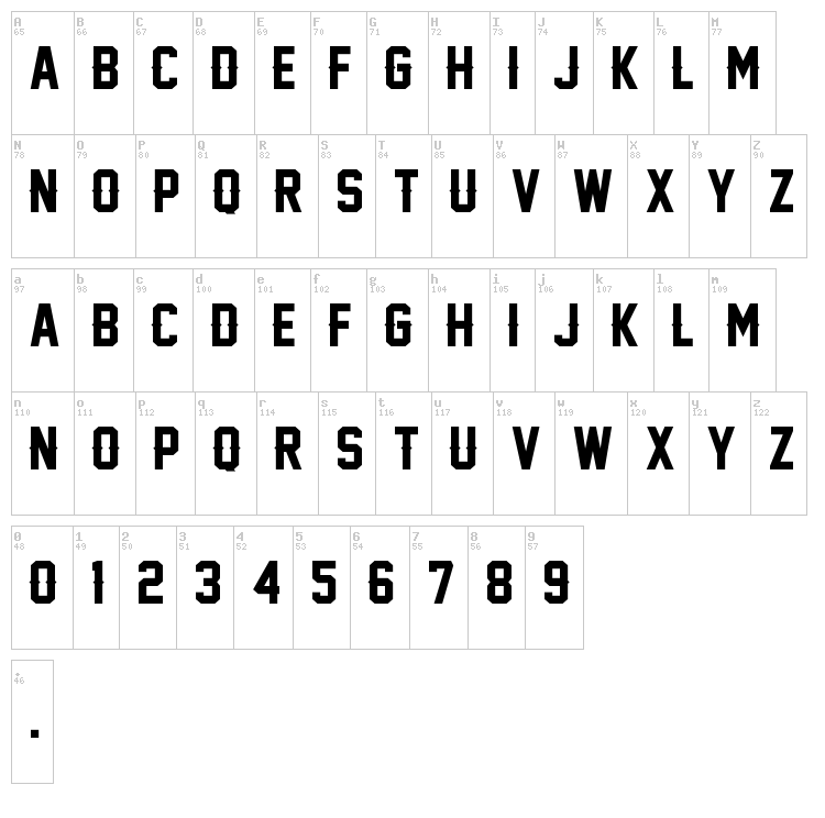 Legend M54 font map